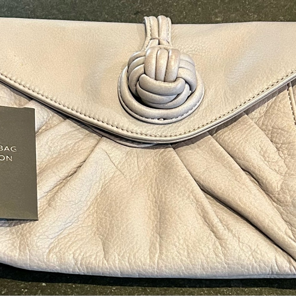 Banana Republic Elegant Gray Leather Clutch NWT
